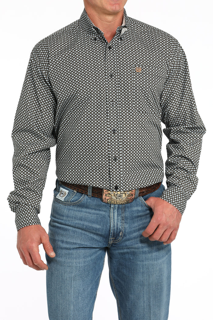 Cinch Men's Black Geo Classic Fit Button Long Sleeve Western Shirt MTW1105951