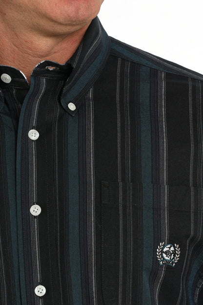 Cinch Men's Black Vintage Stripe Print Button Long Sleeve Western Shirt MTW1242005-Painted Cowgirl Western Store