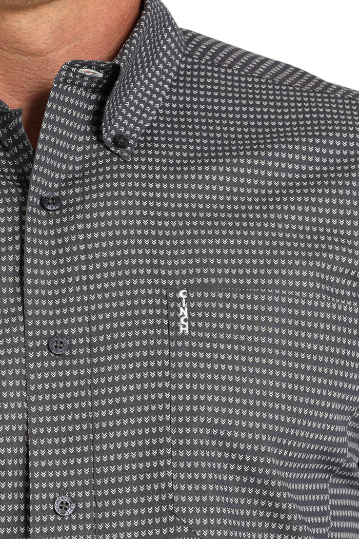 Cinch Men's Grey Geo Print Modern Fit Button Long Sleeve Western Shirt MTW1347130
