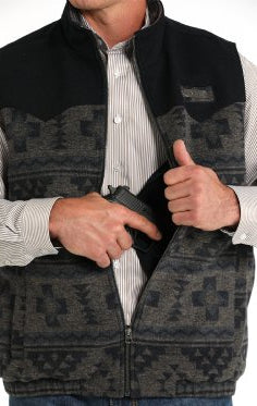 Cinch Men's Navy Aztec Concealed Carry Wooly Vest MWV154312 MWV154312X