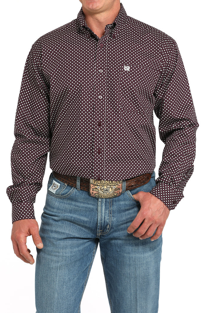 Cinch Men's Purple Geo Print Classic Fit Button Long Sleeve Western Shirt MTW1105920 MTW105920X
