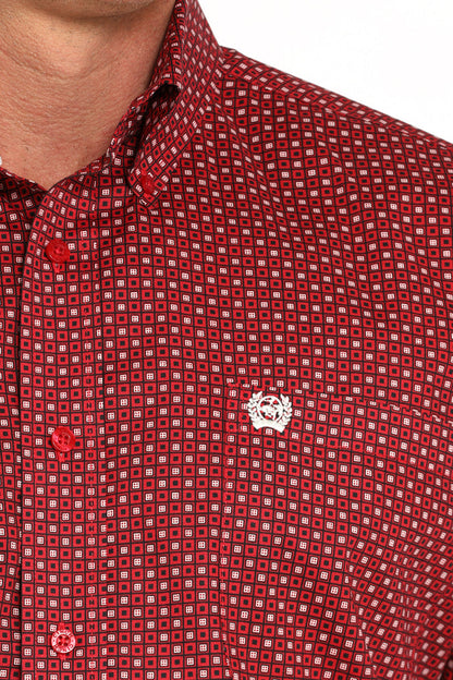 Cinch Men's Red Geo Classic Fit Button Long Sleeve Western Shirt MTW1105944