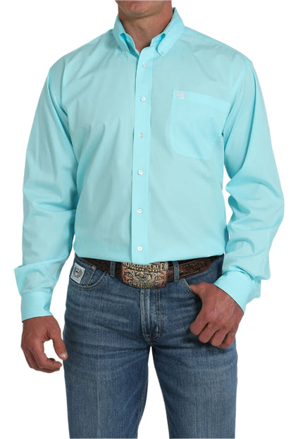 Cinch Men's Solid Turquoise Classic Fit Button Long Sleeve Western Shirt MTW1105923