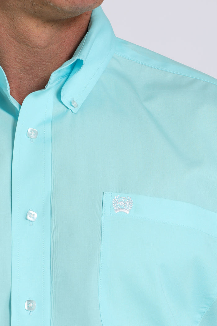 Cinch Men's Solid Turquoise Classic Fit Button Long Sleeve Western Shirt MTW1105923