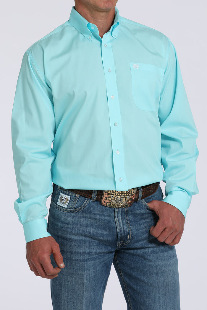 Cinch Men's Solid Turquoise Classic Fit Button Long Sleeve Western Shirt MTW1105923
