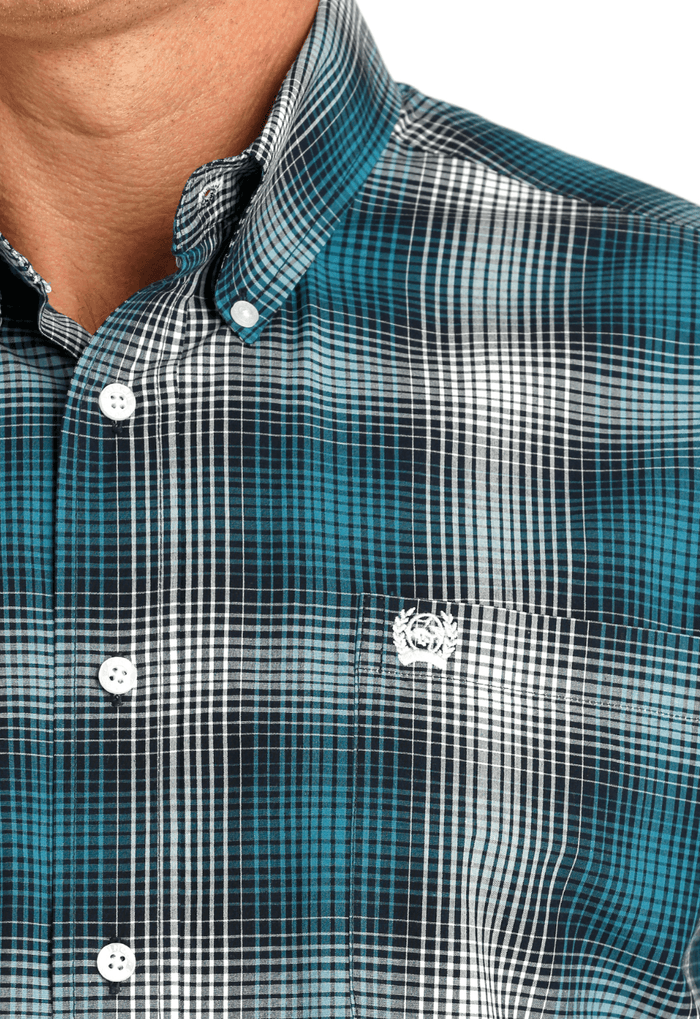 Cinch Men's Teal Plaid Button Long Sleeve Western Shirt MTW1105775