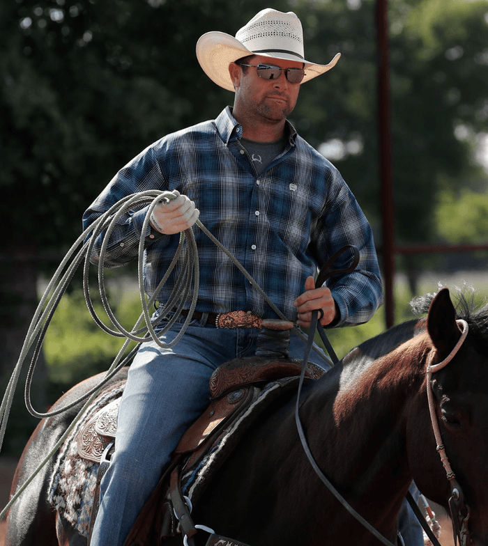 Cinch Men's Teal Plaid Button Long Sleeve Western Shirt MTW1105775