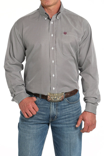 Cinch Men's Tencel Purple & Grey Micro Stripe Classic Fit Button Long Sleeve Western Shirt MTW1105917