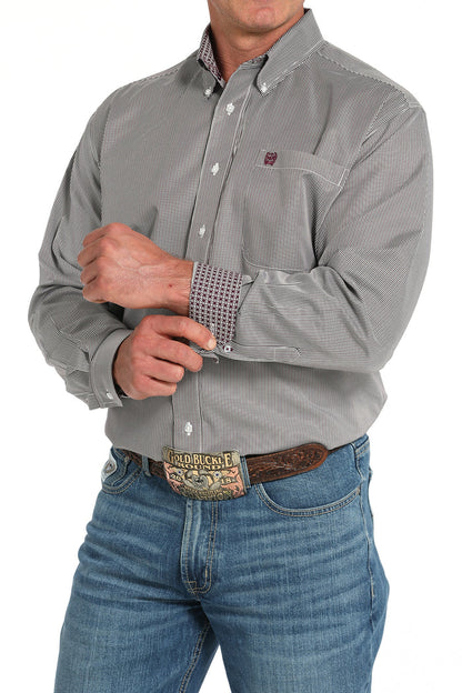 Cinch Men's Tencel Purple & Grey Micro Stripe Classic Fit Button Long Sleeve Western Shirt MTW1105917