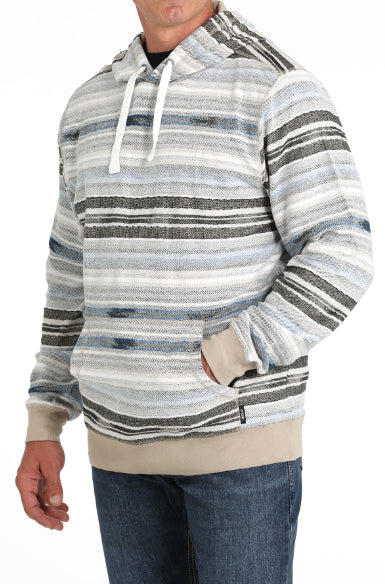 Cinch Men’s White Multi Stripe Pullover Hoodie MWK1241001