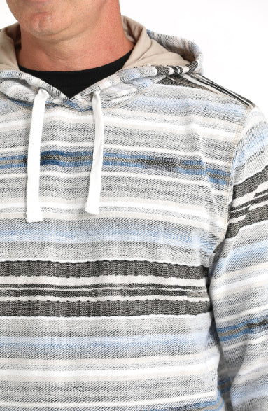 Cinch Men’s White Multi Stripe Pullover Hoodie MWK1241001