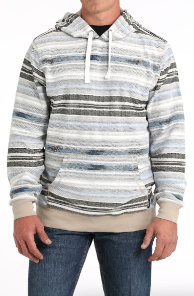 Cinch Men’s White Multi Stripe Pullover Hoodie MWK1241001