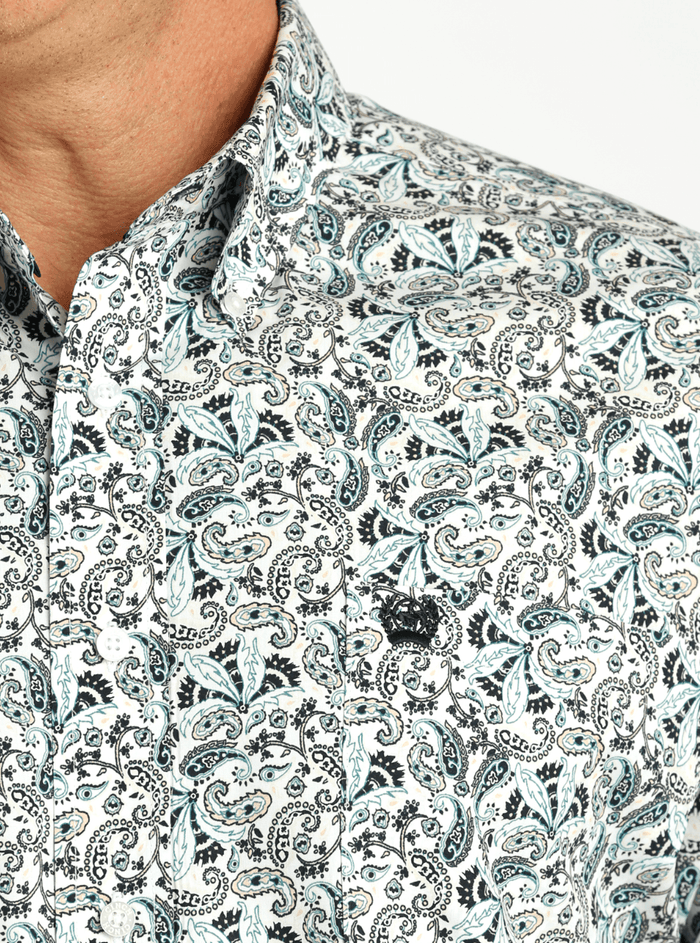 Cinch Men's White Paisley Print Button Long Sleeve Western Shirt MTW1105786
