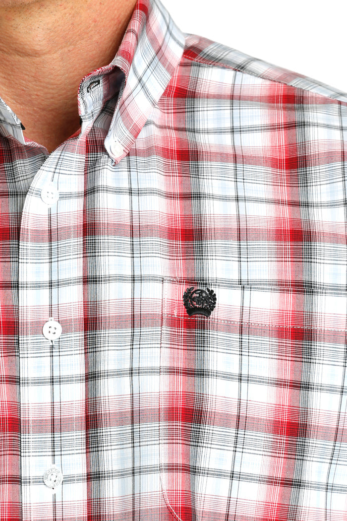 Cinch Men's White Plaid Button Long Sleeve Western Shirt MTW1105767