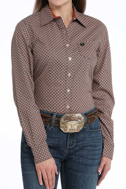 Cinch Women's Multi Geo Print Button Long Sleeve Western Shirt MSW9164235