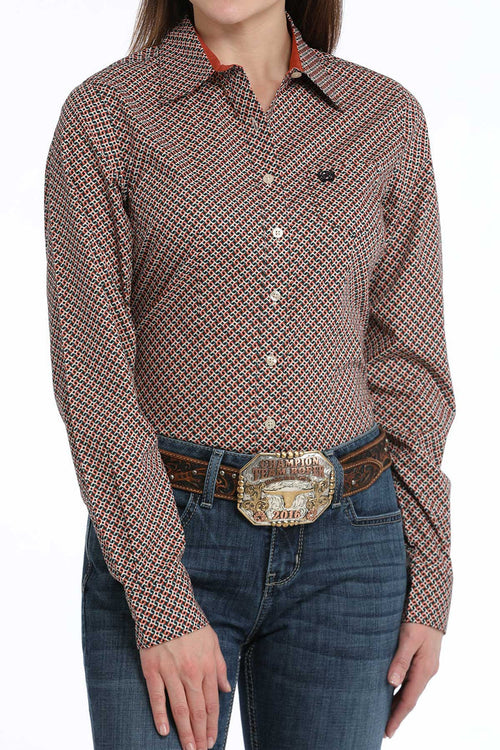 Cinch Women's Multi Geo Print Button Long Sleeve Western Shirt MSW9164235