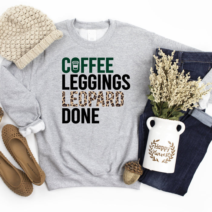 Coffee Leggings Leopard Done crewneck sweatshirt