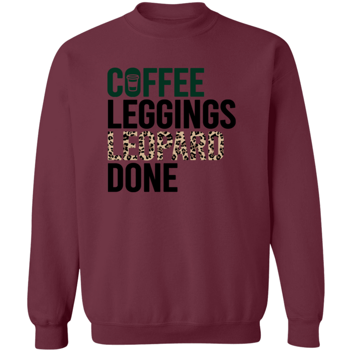 Coffee Leggings Leopard Done crewneck sweatshirt in Maroon