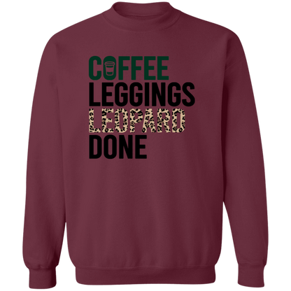 Coffee Leggings Leopard Done crewneck sweatshirt in Maroon