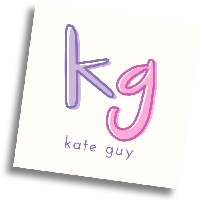 Colorblock Initial Calling Card - purple/pink