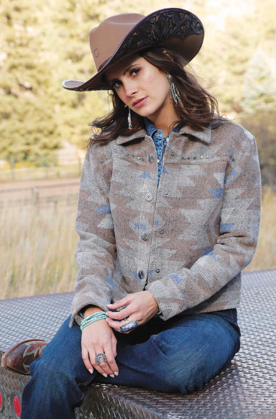 Cruel Denim Women's Tan Tweed Aztec Trucker Jacket CWJ7481001