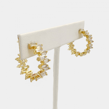 Rectangle CZ Stud Hoop
