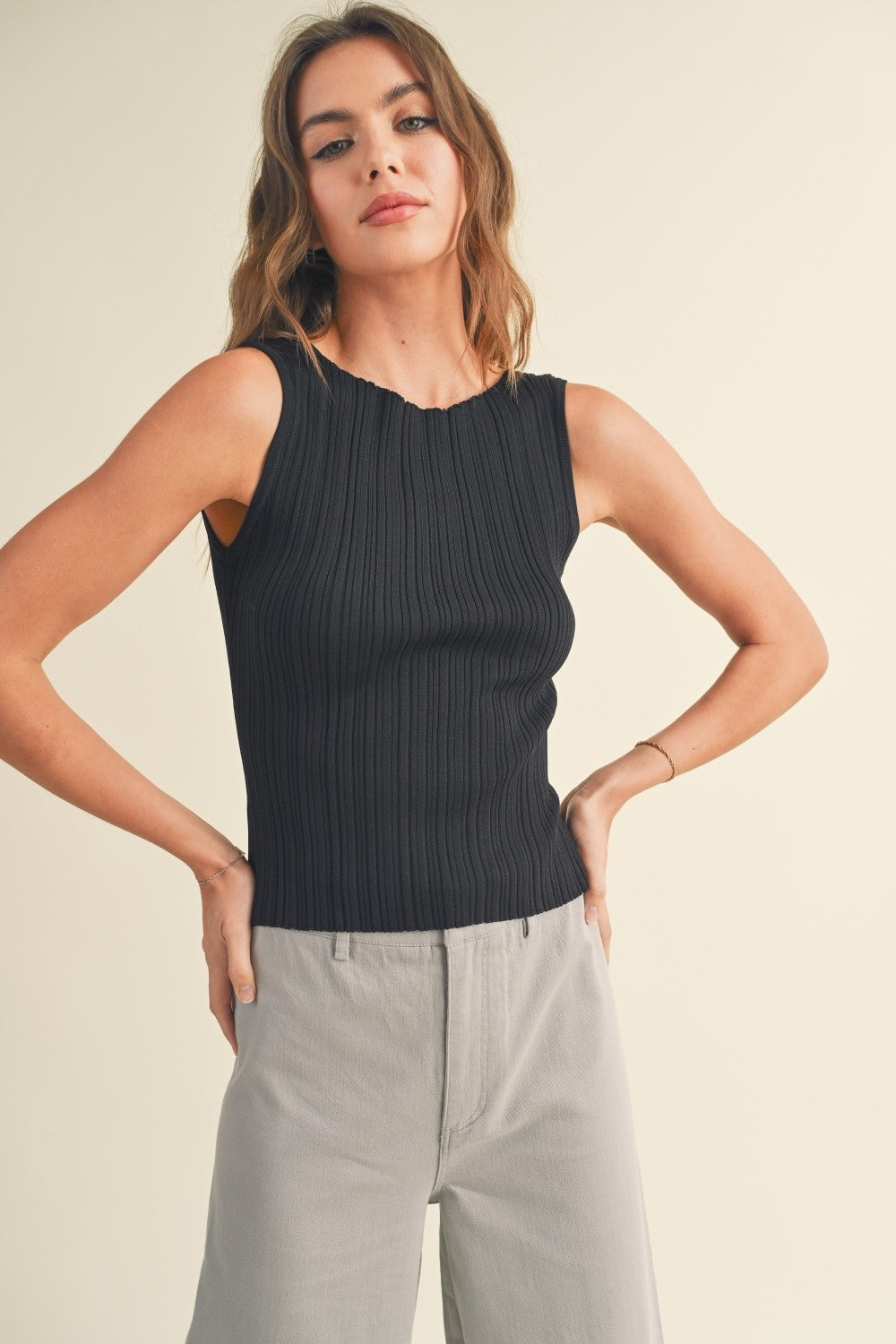 Ribbed Knit Sleeveless Top