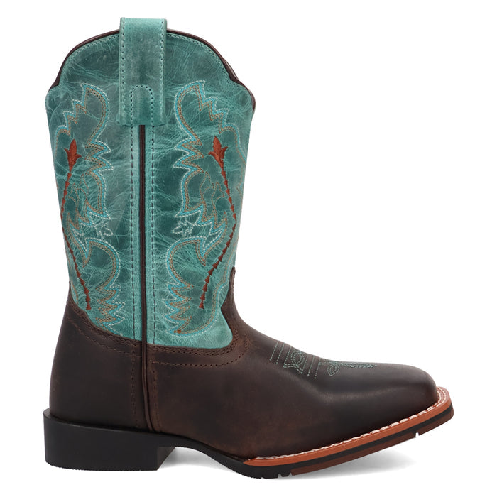 Dan Post Children/Youth Chocolate Brown & Turquoise Top Salina Western Cowgirl Boots DPC4002 DPC5002