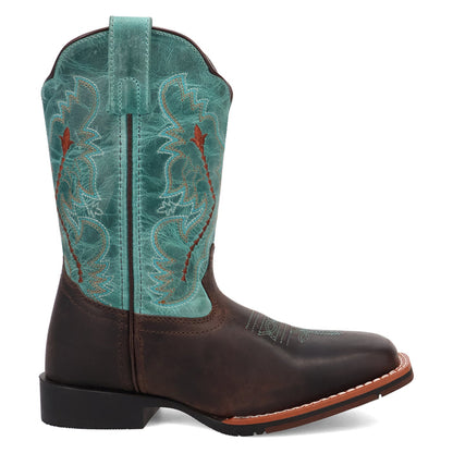 Dan Post Children/Youth Chocolate Brown & Turquoise Top Salina Western Cowgirl Boots DPC4002 DPC5002