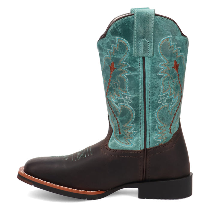 Dan Post Children/Youth Chocolate Brown & Turquoise Top Salina Western Cowgirl Boots DPC4002 DPC5002