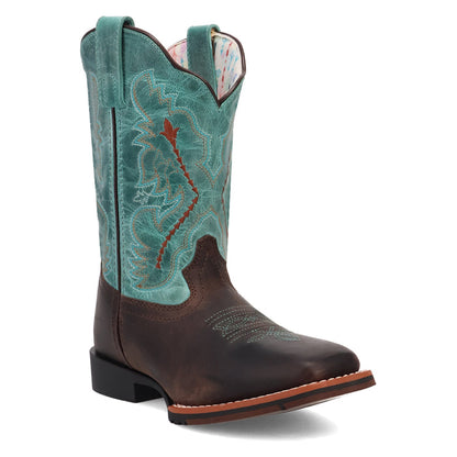 Dan Post Children/Youth Chocolate Brown & Turquoise Top Salina Western Cowgirl Boots DPC4002 DPC5002