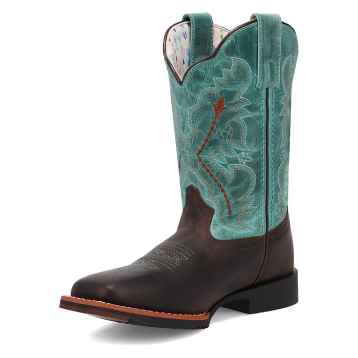 Dan Post Children/Youth Chocolate Brown & Turquoise Top Salina Western Cowgirl Boots DPC4002 DPC5002