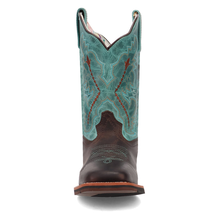Dan Post Children/Youth Chocolate Brown & Turquoise Top Salina Western Cowgirl Boots DPC4002 DPC5002