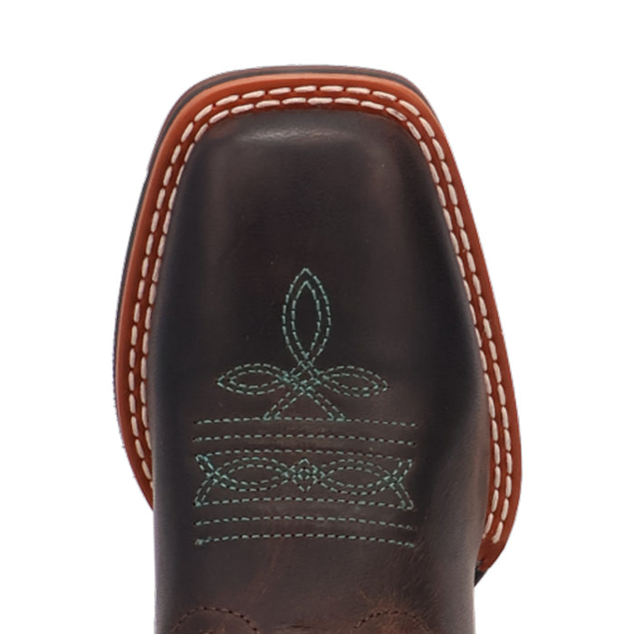 Dan Post Children/Youth Chocolate Brown & Turquoise Top Salina Western Cowgirl Boots DPC4002 DPC5002