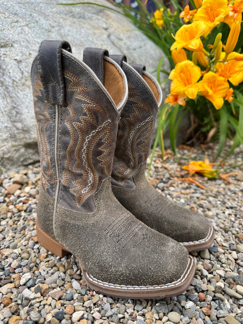 Dan Post Children/Youth Grey/Blue Beasley Leather Western Cowboy Boots DPC4004 DPC5004