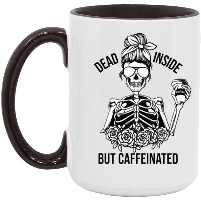 Dead Inside But Caffeinated ceramic coffee mug, product photo 2