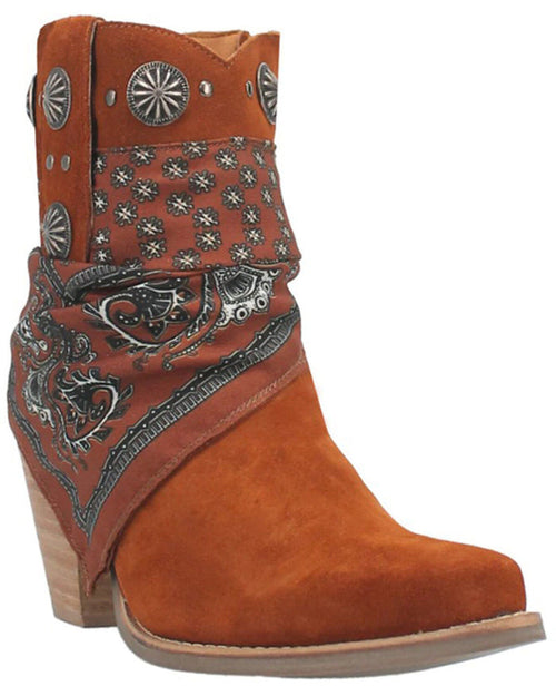 Dingo Women's Brown Bandida Cowgirl Ankle Booties DI184-BN
