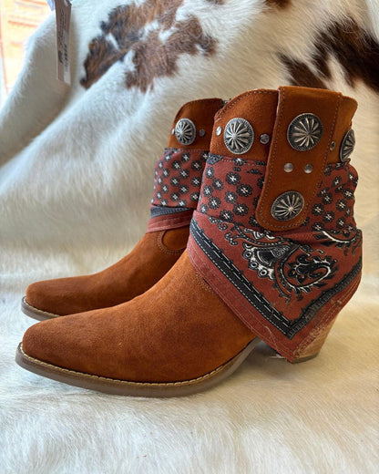 Dingo Women's Brown Bandida Cowgirl Ankle Booties DI184-BN-Painted Cowgirl Western Store