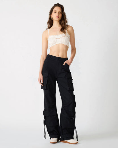 DUO Black Women's Utility Cargo Pants | Steve Madden