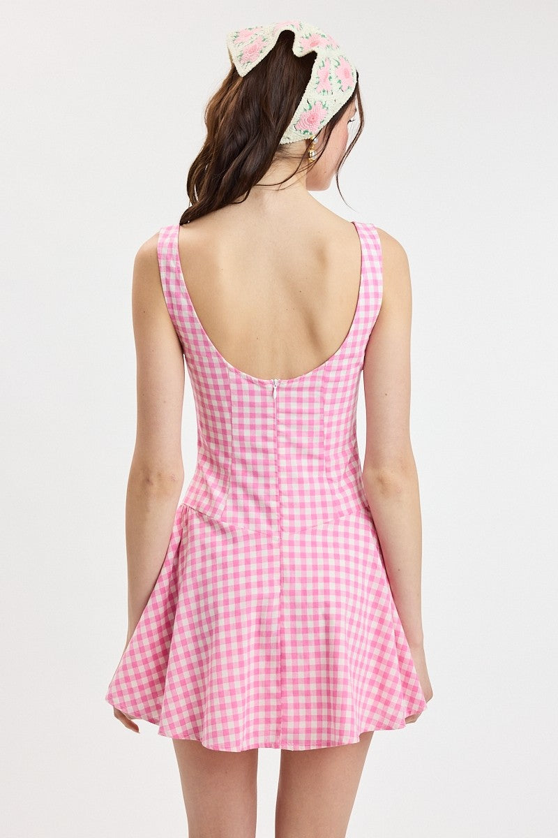 Checker Boat Beck Sleeveless Mini Dress