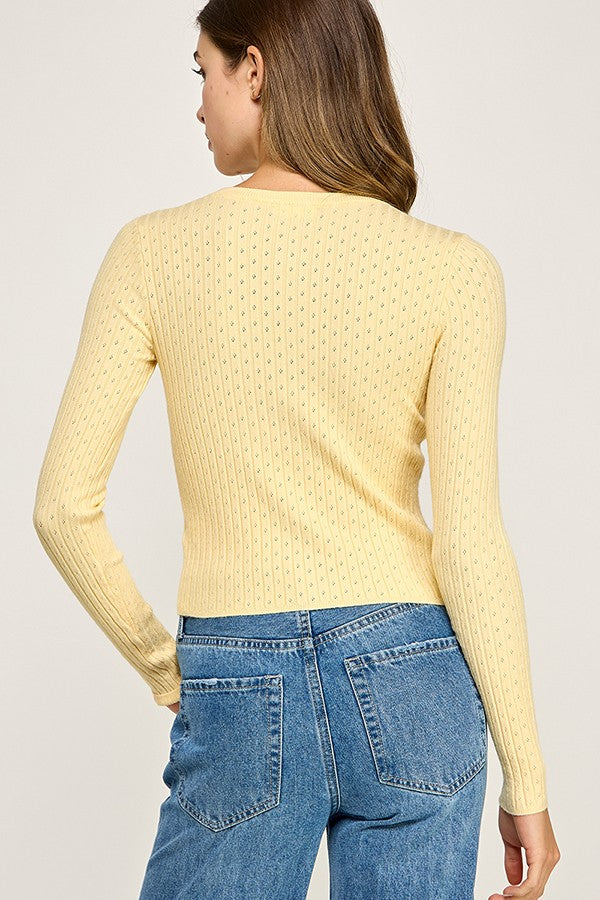 Pointelle Button Front Cardigan