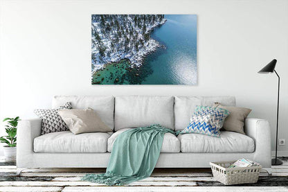 East Shore Winter Aerial By Brad Scott - Canvas Print-Lake Tahoe Prints