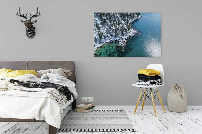 East Shore Winter Aerial By Brad Scott - Canvas Print-Lake Tahoe Prints