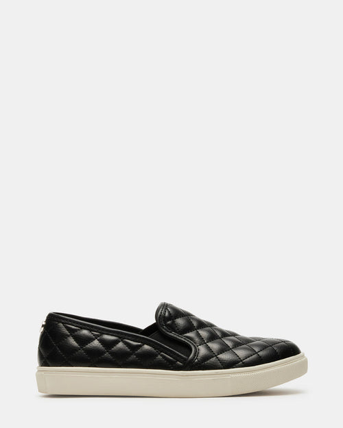 ECENTRCQ Black Leather Women's Slip On Sneakers | Steve Madden