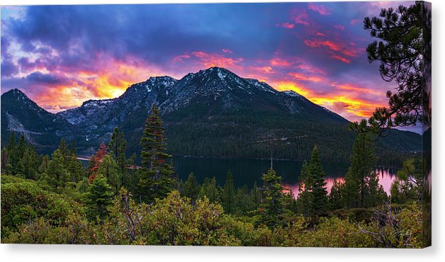 Emerald Bay Secret Sunset Panorama By Brad Scott - Canvas Print