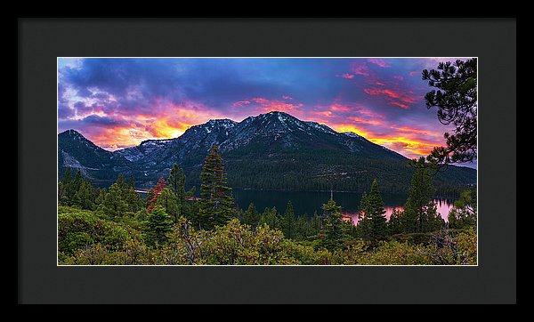 Emerald Bay Secret Sunset Panorama By Brad Scott - Framed Print