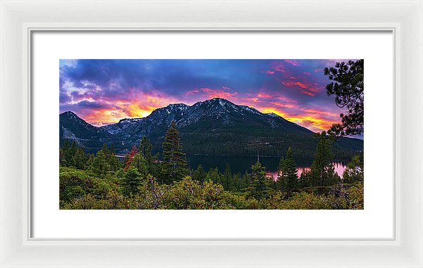 Emerald Bay Secret Sunset Panorama By Brad Scott - Framed Print