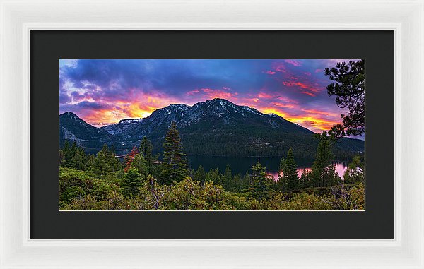 Emerald Bay Secret Sunset Panorama By Brad Scott - Framed Print