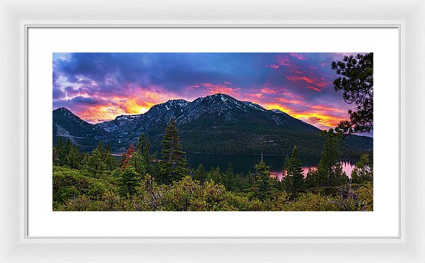 Emerald Bay Secret Sunset Panorama By Brad Scott - Framed Print