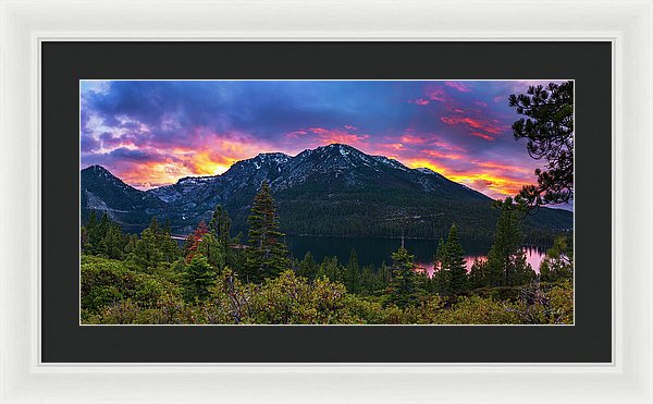 Emerald Bay Secret Sunset Panorama By Brad Scott - Framed Print